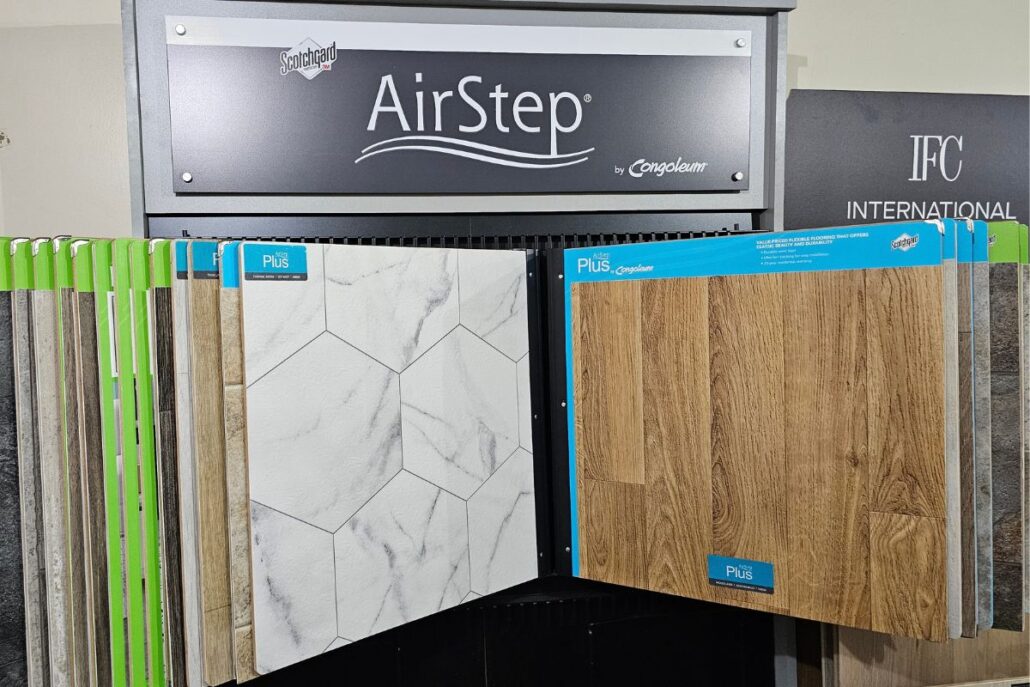 AirStep Vinyl Flooring Display at the Carpet Barn Showroom A photo of the AirStep Vinyl Flooring Display at the Carpet Barn Showroom